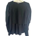 Lulu's Black Puff Sleeve Hi Low Dressy Sweater Blouse Size Small Photo 0