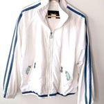Kaelin Women's white 2 piece white with blue stripe sweatsuit size large Photo 0