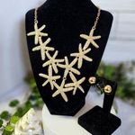 Statement Gold Starfish Bib Necklace Set Photo 0