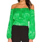 AFRM Shirt Womens Small Fem Green Jonas Top Satin Crop Off Shoulder Going Out Photo 10