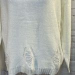 Charlotte Russe  Sweater Crewneck Distressed White with Shimmer-Large Photo 2