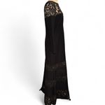 Tadashi Shoji  XL Black Lace Corded Embroidery Tulle Pintuck Jersey Boatneck Long Photo 5