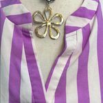 SheIn Cap Sleeve Blouse in White and Purple stripes Photo 3