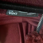 ZARA  Burgundy 1/4 Zip Fur Trim Hoodie‎ Small Photo 6