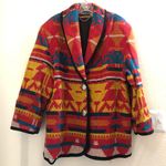 VTG Vintage 90s Jofeld Southwestern Aztec Tribal Equestrian Western Navajo Coat jacket unique pattern and buttons Photo 0