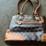 Baby Phat  NEW Logo Print Faux Leather Tote Bag Gold Studs Photo 8