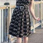 Modcloth Eva Franco Frames and Fortune Glasses Retro Pleated Dress Size 6 Photo 7