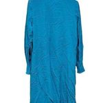 Tibi  Bowery Blue Arielle Silk Gold Button Front Midi Dress Size XXS Oversized Photo 2