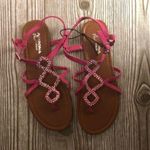 Arizona Jeans Arizona Women's Pink Embellished Sandals Sz7 Photo 5