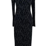 Roberta High Neck Long Sleeve Long Embellishments Black Gown Dress Size Medium Photo 11