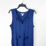 Tommy Bahama  Marina Slub Navy Sleeveless Tassel Tie Ruffle Hem Dress Size Large Photo 8