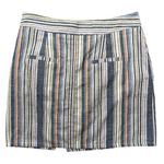 Anthropologie Altar'd State Asymmetrical Button Front Striped Retro Mini Skirt Slit Pockets Photo 3