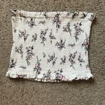 White pink and green floral ribbed cropped tube top size medium Photo 1
