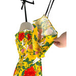 Betabrand Perfect Blouse Wrap Top in Dragonfly Floral Print Yellow Size Medium Photo 9