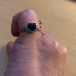 Two Heart Shaped Clear and Blue Stones Silver Tone Bands Size 7 3/4 Photo 10