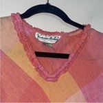 Vintage Victoria Holley Pink and Orange Plaid Maxi Dress Ruffle Trim Size 4P Photo 1