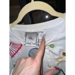 Vintage embroidered tennis cardigan sweater Michael Simon button down US open White Size M Photo 2