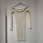 Missguided Misguided women’s off shoulder ruffle ribbed sweater mini white dress size 4 Photo 4