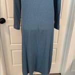 Peruvian Connection  Waffle Henley Maxi Dress Steel Blue Casual Size Large Photo 5