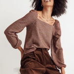 Madewell Jacquard Puff-Sleeve Boho Cropped Long Sleeve Blouse Top Photo 0