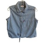 Levi's  Rumi Sleeveless Button Up Vest Tie Front Blue Stripe - M NWOT Photo 2