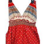 Vintage 1970's Rags by Kressandra Hippie Festival Floral Red Dress Halter XS Photo 4