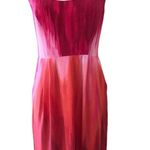 BETH BOWLEY Ombre Silk Dress Sheath Red Boat Neck Short Sleeves Pockets 8 NWT Photo 0