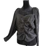 H&M Sweetheart Neckline Puff Sleeve Top Size 10 Dark Romantic Smocked Victorian Photo 0