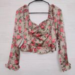 ASTR Women's Size Small Floral Sweetheart Neck Underwire Satin Top Photo 0