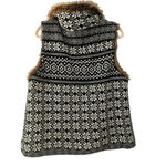 G.H. Bass & Co. Faux Fur Sweater Vest Size XL Furry Warm Black White Fair Isle Photo 1