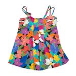 Swim Solutions Womens Floral Tankini Swim Top Pleated Front Colorful Size 10 Blue Photo 2