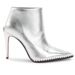 Karl Lagerfeld  PARIS Cyron Leather‎ Stiletto Booties Silver 8.5 Photo 0