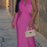 ZARA  maxi dress pink satin effect floral tie scarf wedding party cocktail Photo 7