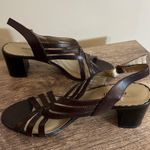 East 5th Vintage  Brown Leather Open Toe Heels Shoes Women’s Size 6 Buckle Photo 7