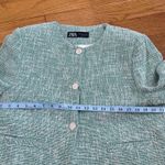 ZARA New Luxury Preppy Green Long Sleeves Round Neck Textured Crop Blazer Sz XL Photo 12