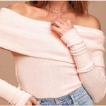 Free People Snow Bunny Off Shoulder Top Small Blush Pink Soft Knit NWT Photo 0
