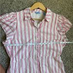 Draper James  Pink White Striped Midi Dress Linen Blend Summer Preppy Pastel XL Photo 5