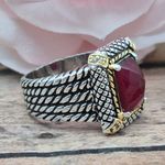 Premier Designs Retired  MILAN Ring Size 8 Two Tone Silver & Gold Red Center Gift Photo 1