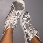 Qupid Silver Velour Sneakers Photo 0