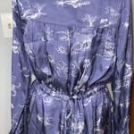 Fate Women's‎ Small Blue Safari Print Long Sleeve Shirt silky Dress with Belt Photo 3