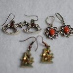 Vintage Unique 3pr Gold/Silver Tone Frech Clip Fish Hook Earrings Silver Photo 0