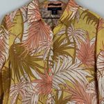 Tahari Women 100% Linen Tropical Button Up Shirt M Multicolor Beachy Flax Resort Photo 1