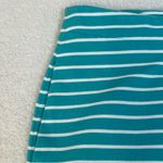 Talbots  Size 10 Striped Teal Turquoise Women's Midi Skirt Stretch Pockets A-Line Photo 4
