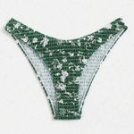 SheIn Bikini Bottom Women’s L Green Floral Print Smocked Bikini Bottom OC3A Photo 0