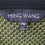 Ming Wang  Zip Front Cardigan Jacket Black Green Trim Knit 3/4 Sleeve Petite M Photo 3