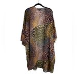 Democracy  Sheer Animal Print Cardigan Kimono Open Front Ruffle Boho Womens 1X Photo 6