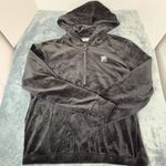 FILA Black Velour Half Zip Hoodie Women’s Small Plush Pullover Athleisure Sporty Photo 7