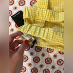 NWT Renuar Yellow & White Picnic Cropped Tank Open Back Photo 2