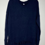 Athleta  navy blue long sleeve lightweight pullover side‎ slits size large Photo 0