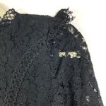 EXPRESS Black Lace Ruffle Long Sleeve Top with Mock Neck Zipper Back Size XS Photo 1